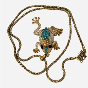 Frog Prince Rhinestone Encrusted Necklace